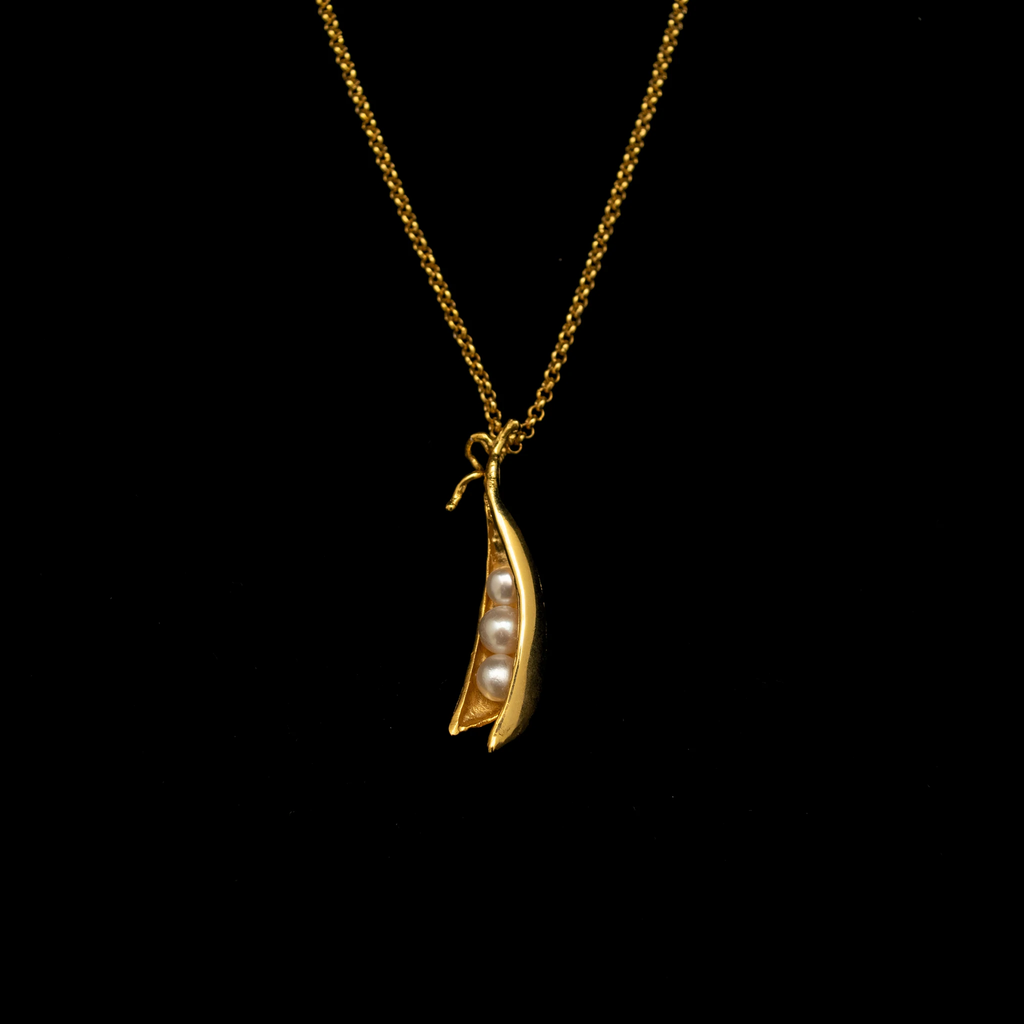 Pea Pod Three Pearl 16" Adjustable Pendant Necklace by Michael Michaud
