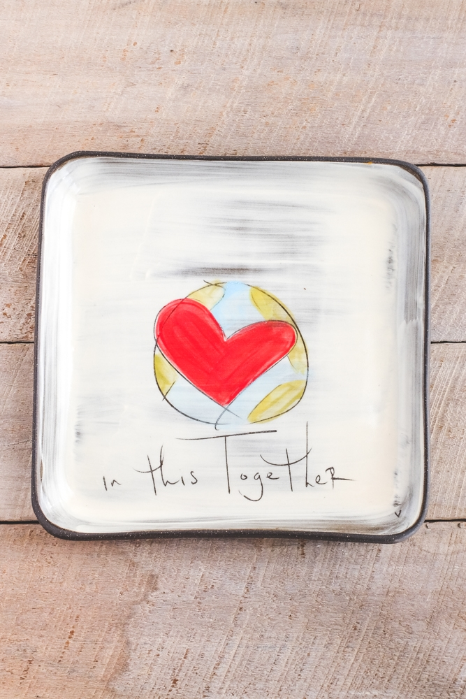In This Together Small Square Plate Hand Painted Ceramic