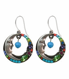 Multi Color Celestial Moon Earrings by Firefly Jewelry