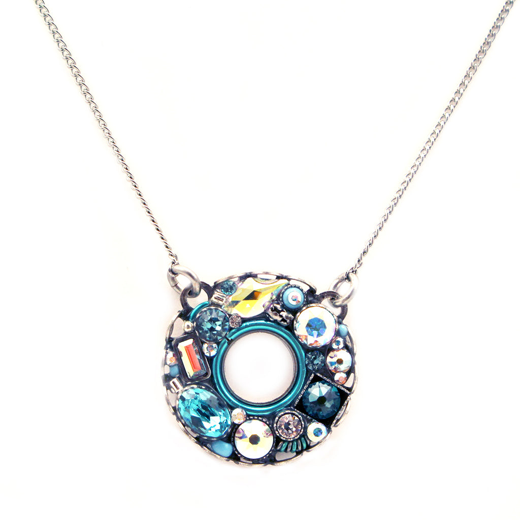 Ice Bejeweled Large Circle Pendant Necklace by Firefly Jewelry