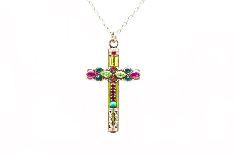 Multi Color Elegant Large Cross Necklace by Firefly Jewelry