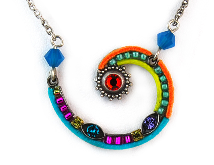 Multi Color Spiral Sunburst Necklace by Firefly Jewelry