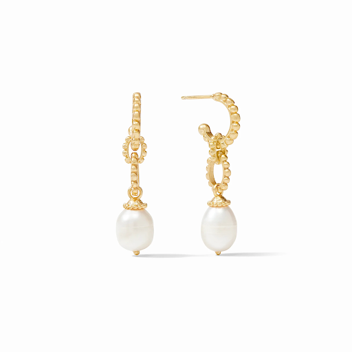 Marbella Midi Hoop &amp; Charm Earring Gold Freshwater Pearl by Julie Vos