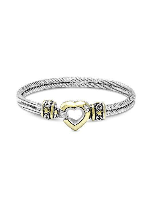 Solid Heart Double Wire Bracelet by John Medeiros