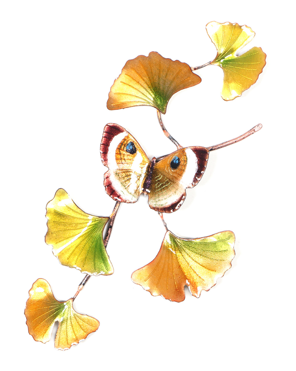 Gold Eyemark Butterfly on Ginkgo Branch Wall Art by Bovano Cheshire