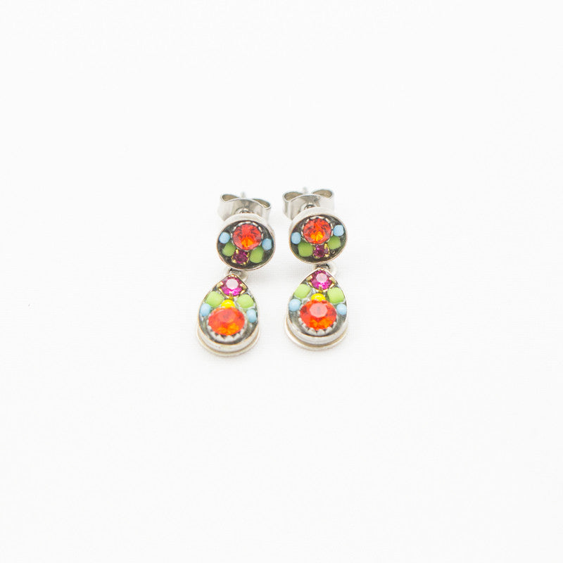 Multicolor Sparkling Drop Post Earrings by Firefly Jewelry