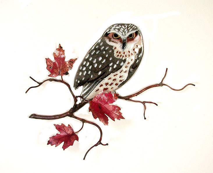 Owl on Maple Leaf Branch Wall Art by Bovano Cheshire