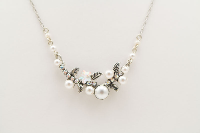 White Pearls Flora Petite Necklace by Firefly Jewelry