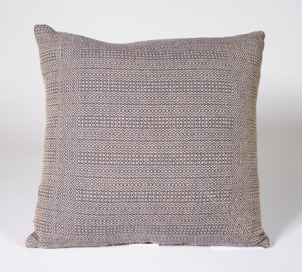 Diamond Zig Zag Pillow in Blue and Tan