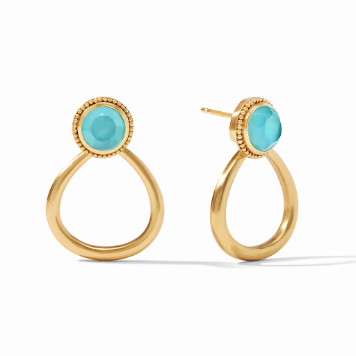 Flora Statement Gold Iridescent Bahamian Blue Earrings by Julie Vos