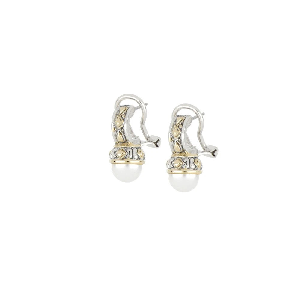 Ocean Images Omega Clip 10MM White Pearl Post Earrings by John Medeiros