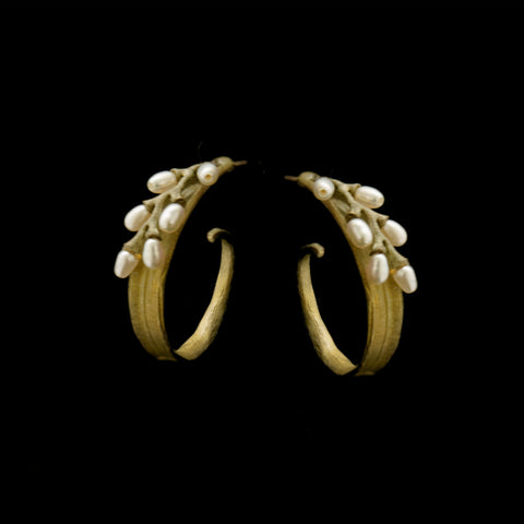 Rice Pearl Hoop Post Earrings By Michael Michaud