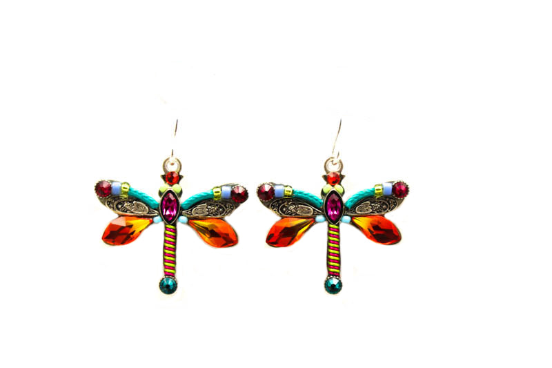 Multi Color Large Dragonfly Earrings by Firefly Jewelry