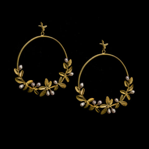 Flowering Thyme Hoop Post Earrings By Michael Michaud