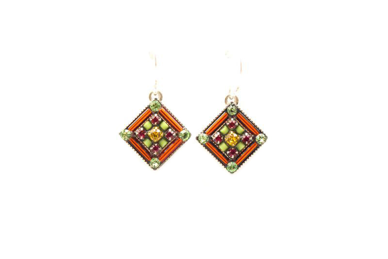 Tangerine Architectural Diamond Earrings by Firefly Jewelry