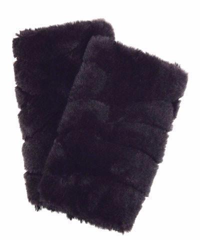 Aubergine Dream with Cuddly Black Luxury Faux Fur Fingerless Gloves
