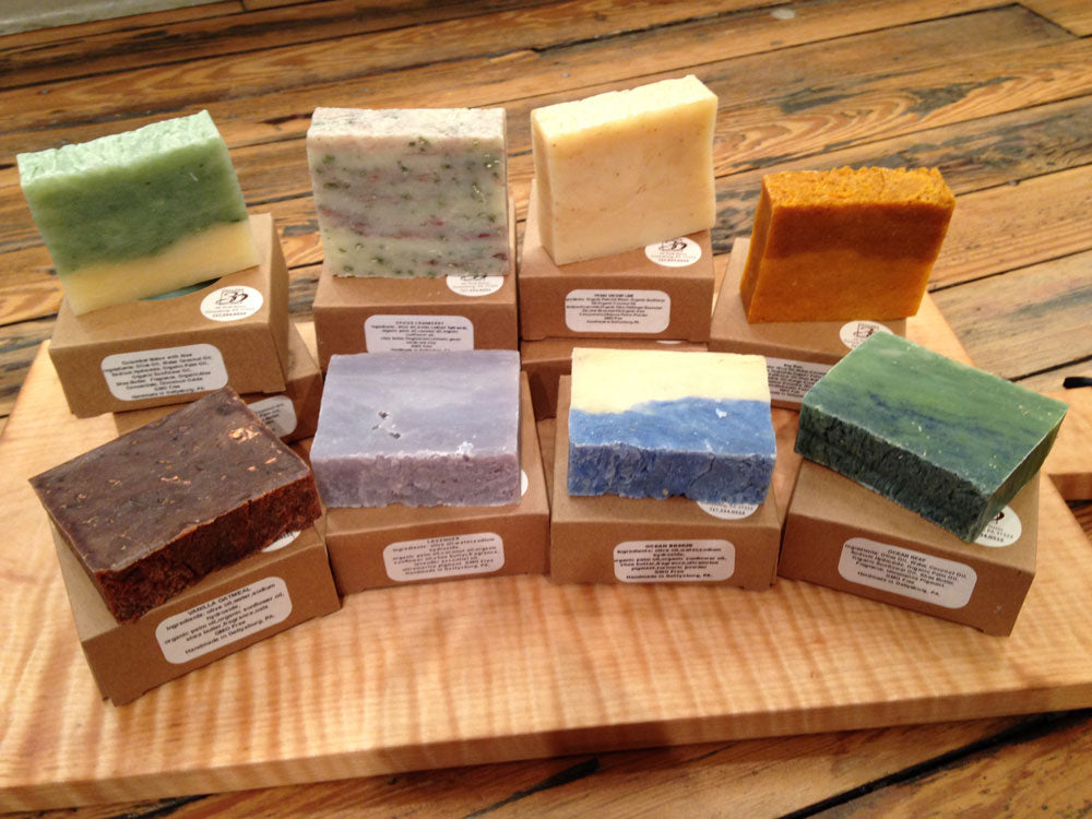 Handmade soap
100% pure and natural
Made with organic ingredients
Individually hand-cut bars
Ingredients include: fresh goat milk, olive oil, sunflower oil, palm oil, coconut oil, shea butter, essential oils, hemp, organic aloe concentrate, natural vitamin e, ground cinnamon, kaolin clay, sodium hydroxide, and assorted botanicals and seeds.