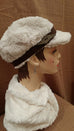 Cuddly Sand Luxury Faux Fur Valerie Hat with Button Horn on Faux Suede Chocolate Band