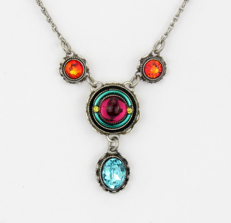 Multi Color Bubble Pendant with Drop by Firefly Jewelry