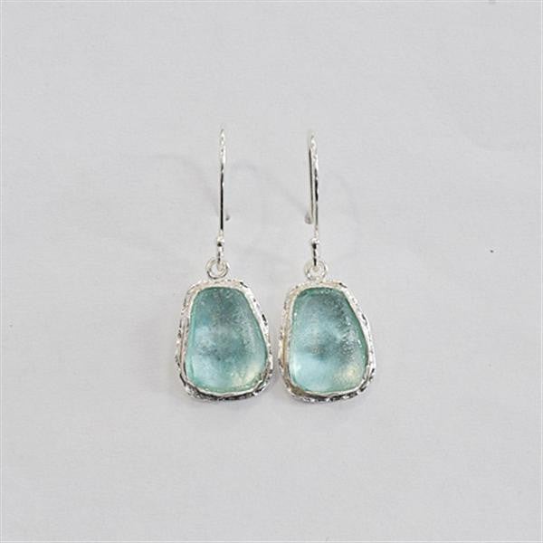 Triangular Round Washed Roman Glass Earrings