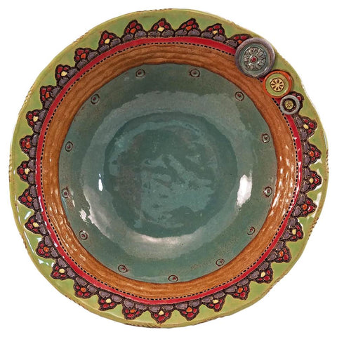 Large Lace Rim Bowl Ceramic Wall Art by Laurie Pollpeter