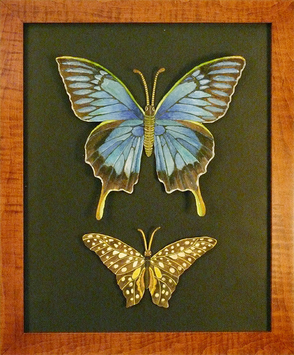 Large Blue with Small Yellow and Brown Butterflies by Susan Daul