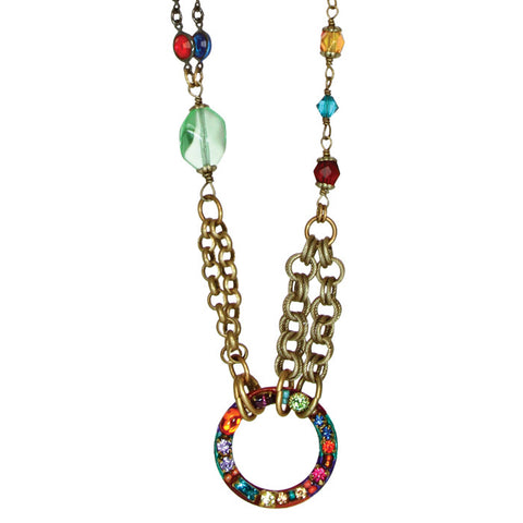 Multi Bright Mix Chain Hoop Necklace by Michal Golan