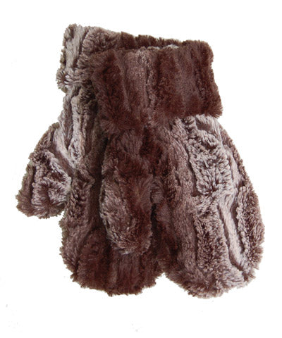 Chinchilla In Brown Luxury Faux Fur Mittens