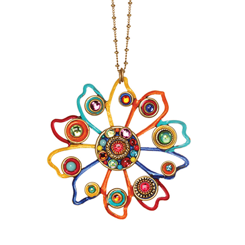 Confetti Multi Bright Open Pedals Flower Necklace