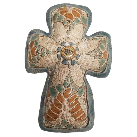 Madonna Lily Cross Ceramic Wall Art by Laurie Pollpeter