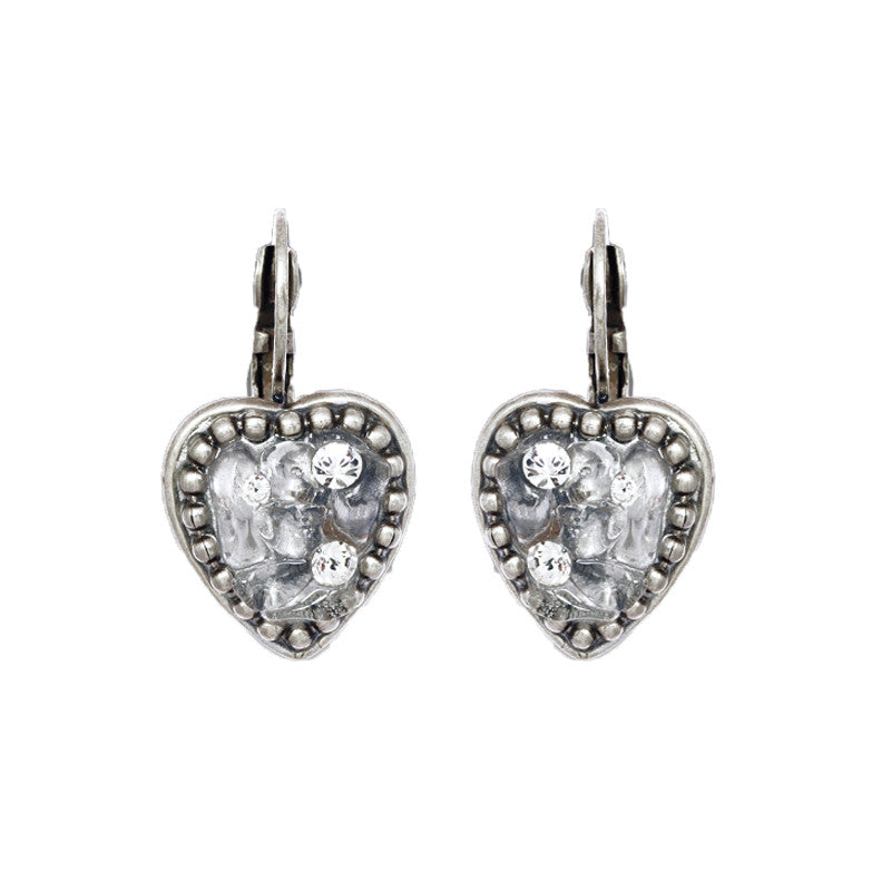 Silver Ice Heart Earrings