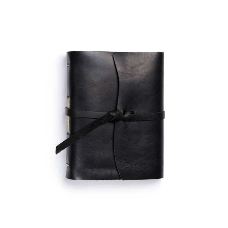 Leather Good Book Journal with Flap-tie in Black