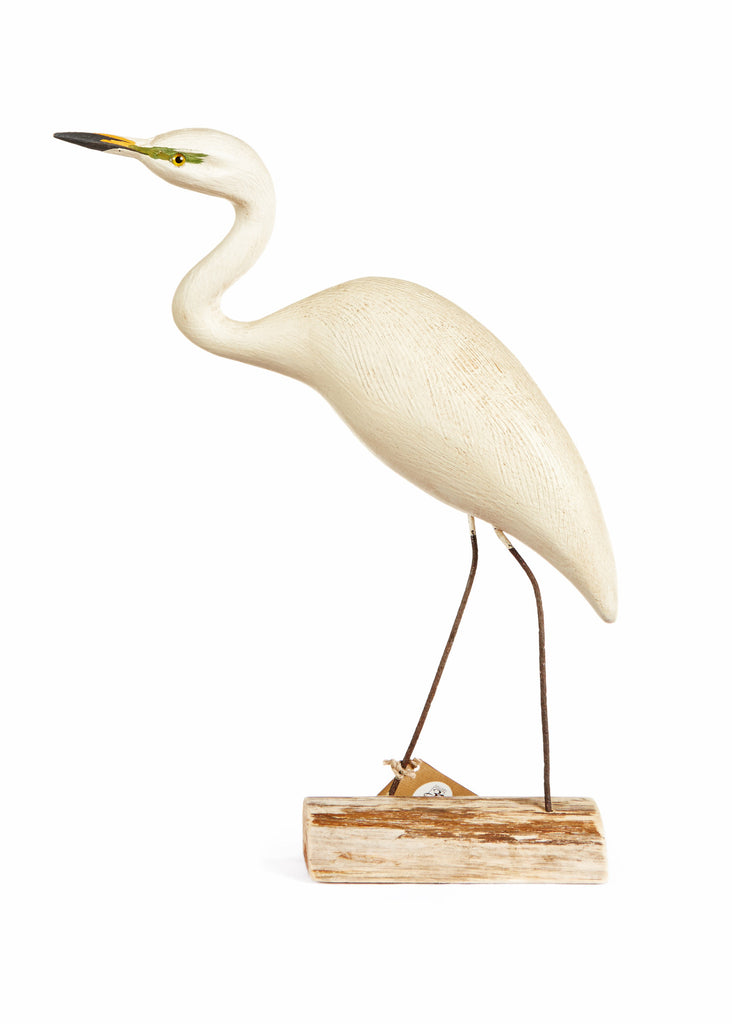 Hand Carved Standing Egret