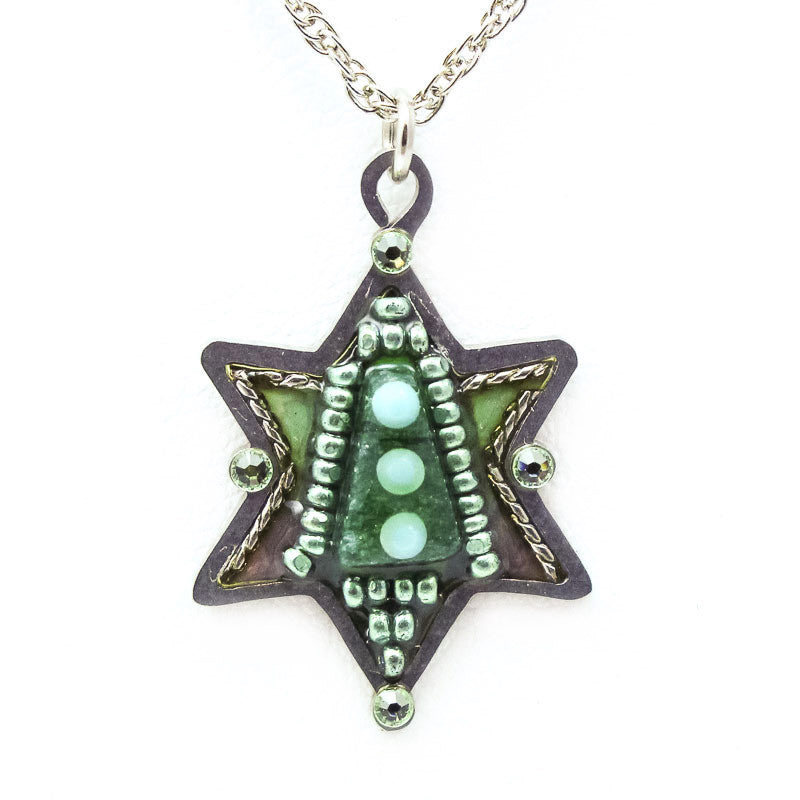 Bubbly Turquoise Star Of David Necklace