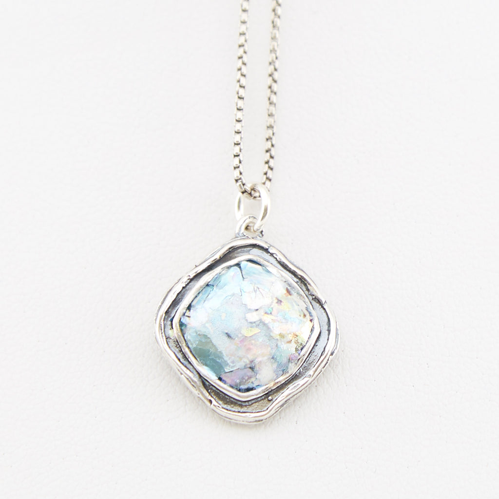 Delicate Diamond Small Roman Glass Necklace