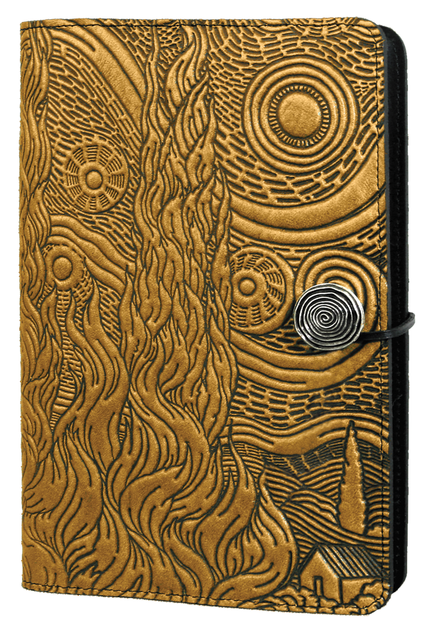 Small Leather Journal -  Van Gogh Sky in Marigold