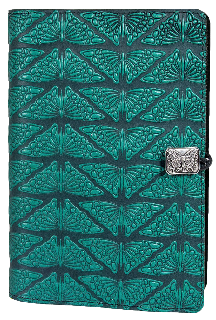 Small Leather Journal -  Mariposas In Teal