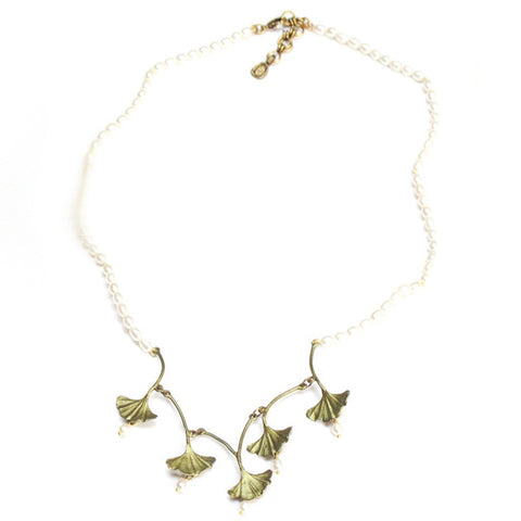 Ginkgo Pearl Necklace by Michael Michaud