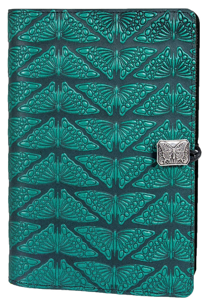 Large Leather Journal - Mariposas in Teal
