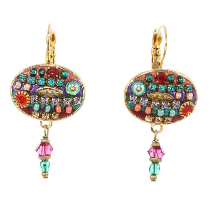 Multi Bright Oval with Dangle Earrings by Michal Golan