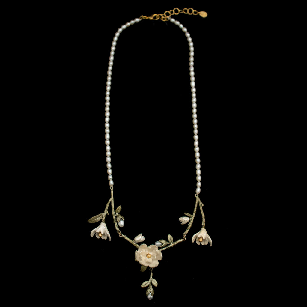 Magnolia 18'' Adj. Flower Pearl Necklace By Michael Michaud