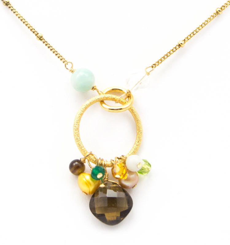 Circle Pendant with Whiskey Quartz Necklace by Anna Balkan