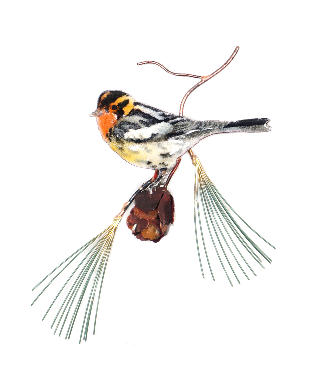 Blackburnian Warbler on Pine Wall Art by Bovano Cheshire