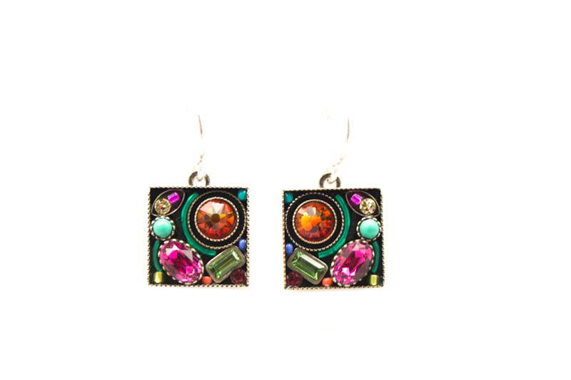 Multi Color Calypso Square Earrings by Firefly Jewelry