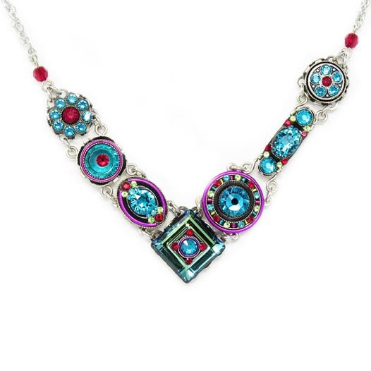 Blue Zircon La Dolce Vita Crystal V Necklace by Firefly Jewelry