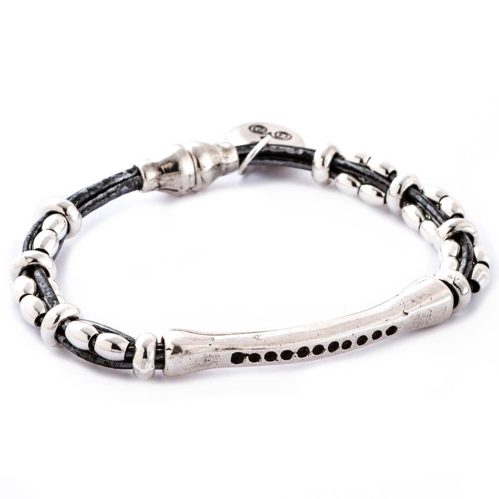 Intertwined Leather Bracelet in Gray