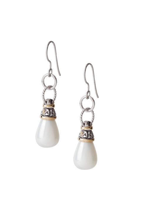 Ocean Images Seashell Pearl Fish Hook Earrings  by John Medeiros Jewelry