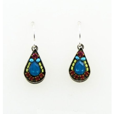 Caribbean Blue Mosaic Teardrop Earrings by Firefly Jewelry