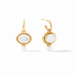 Simone Hoop &amp; Charm Earring Gold Iridescent Clear Crystal and Pearl by Julie Vos