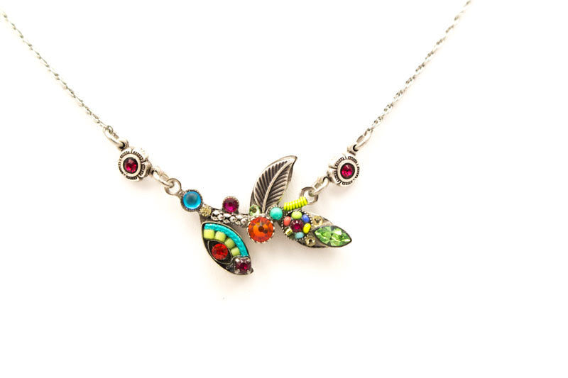 Multi Color Botanic Leaf Necklace by Firefly Jewelry